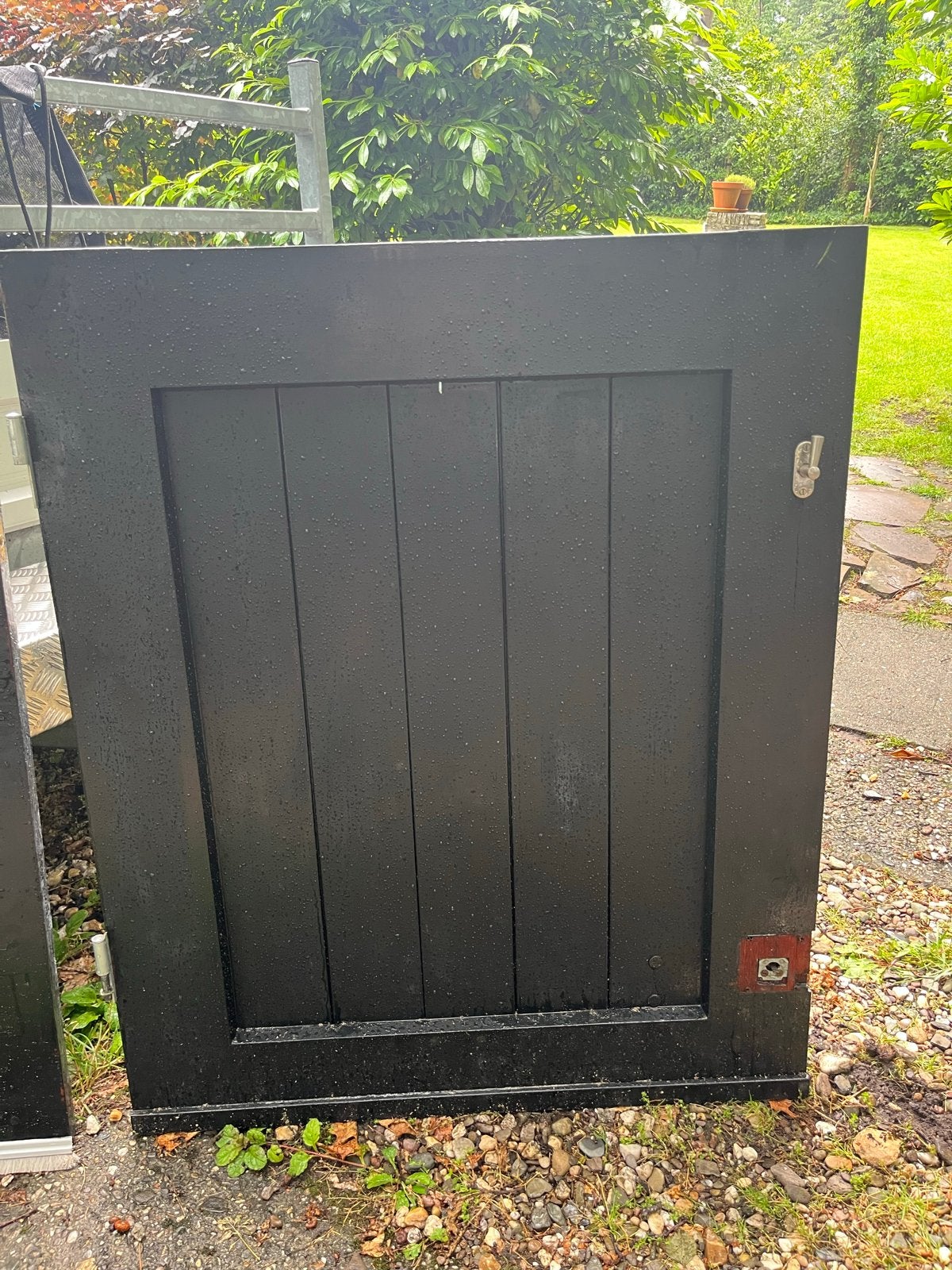 Zwarte houten buitendeur (type staldeur), Ophalen, Gebruikt, 80 tot 100 cm, Buitendeur