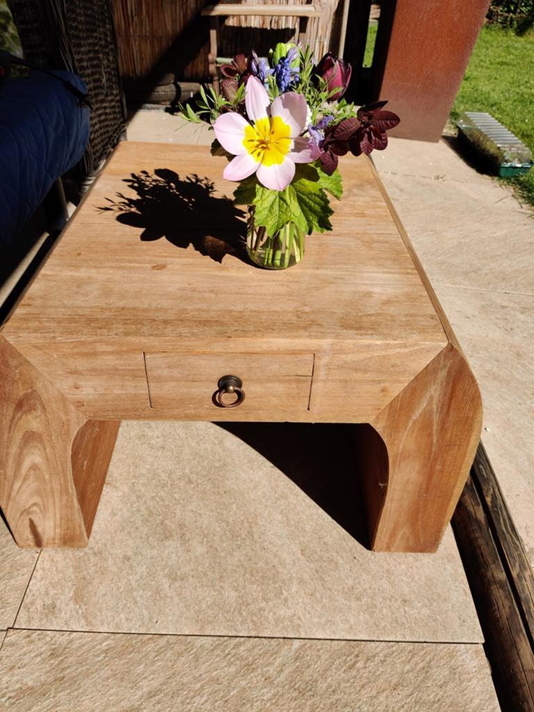 Houten salontafel met lade of bijzettafel, Huis en Inrichting, Tafels | Salontafels, 50 tot 100 cm, 50 tot 100 cm, Minder dan 50 cm
