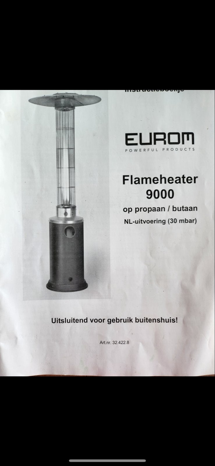 Eurom Flameheater 9000 Terrasverwarmer op gas, Ophalen of Verzenden, Gebruikt, Gas, Vloer