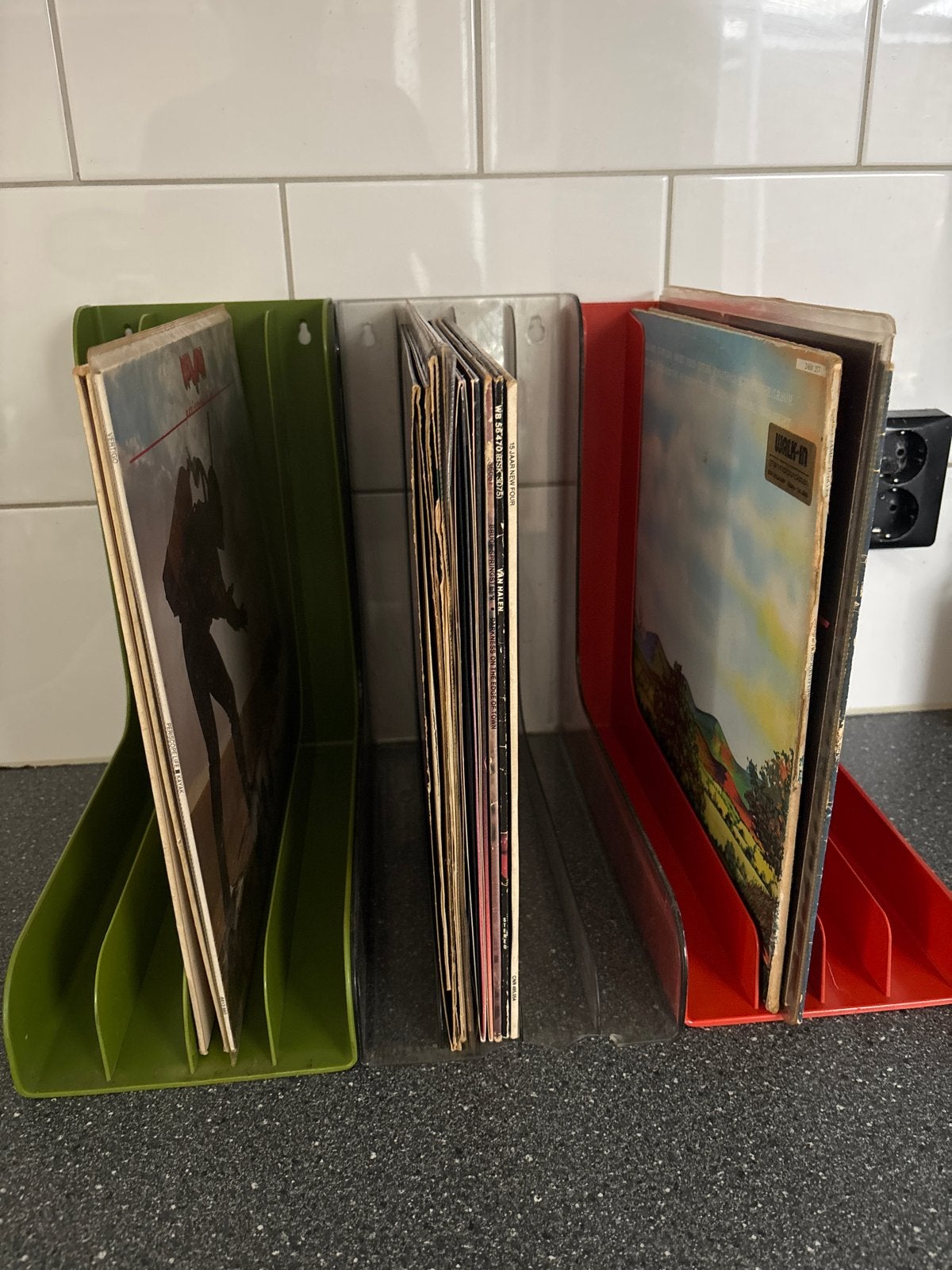 Vintage LP Vinyl Platenstandaard - Rood, Groen, Transparant, Ophalen of Verzenden, Gebruikt, 12 inch, LP