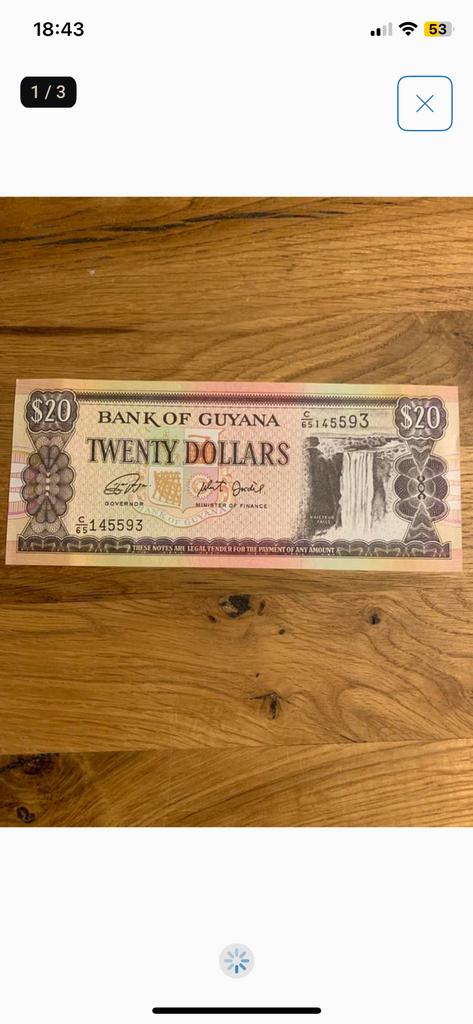 Guyana - 20 Dollar, Verzenden, Overige landen, Los biljet