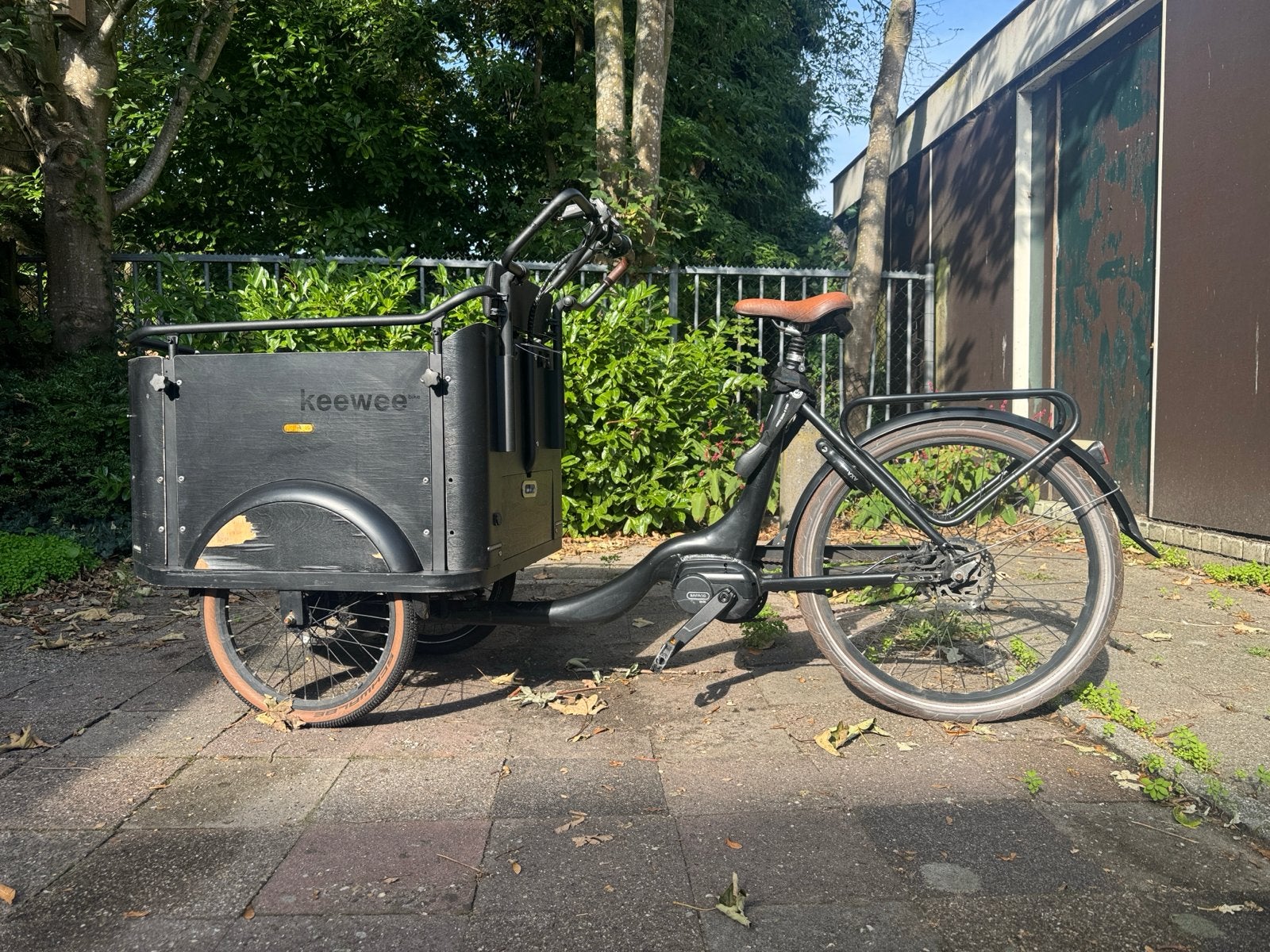 Keewee Bakfiets met regenhuif en zonnehuif, Fietsen en Brommers, 4 kinderen of meer, Gebruikt, Huif, Schijfrem