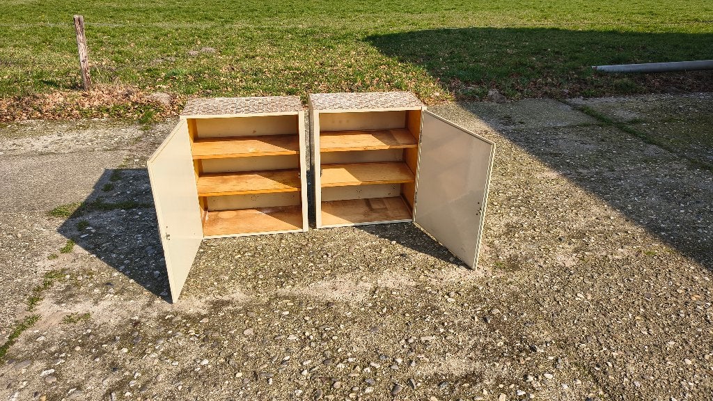 Vintage Bruynzeel Keukenkastjes (2 stuks) uit 1979, Ophalen, Gebruikt, Bruynzeel, Bruin