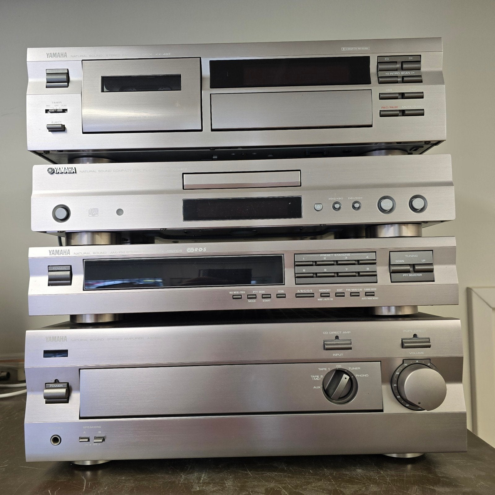 Yamaha set, versterker AX-592, CDX-397MK2, KX-493, TX-492RDS, Gebruikt, Tuner of Radio, Losse componenten, Ophalen