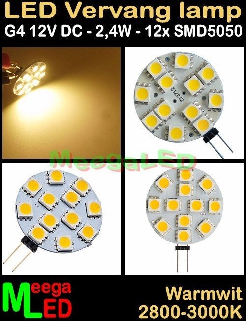 LED G4 ledspot ledlamp rond 12 SMD5050 - 12Vdc – 2,4 Watt, 30 tot 60 watt, Led-lamp, Nieuw, Ophalen of Verzenden
