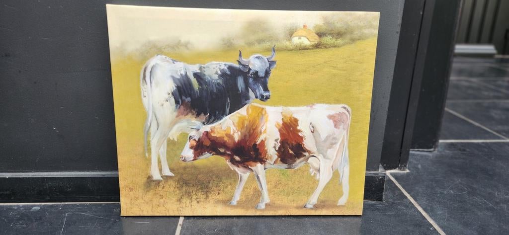 Schilderij koeien op canvas - Landelijk tafereel, Antiek en Kunst, Kunst | Schilderijen | Klassiek, Ophalen
