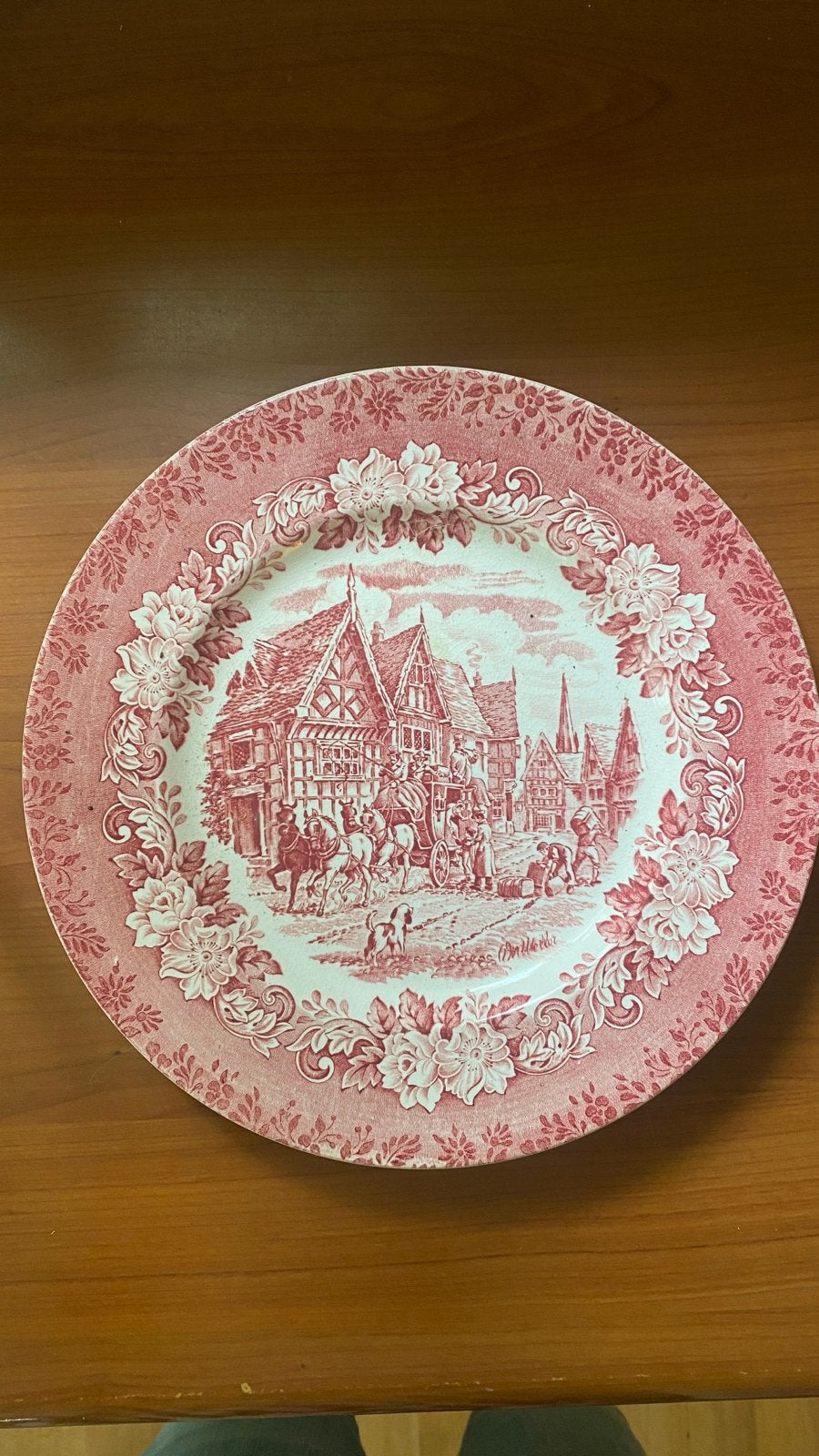 Antiek Dickens Servies Bord - Rood/Wit Tafelservies, Ophalen of Verzenden