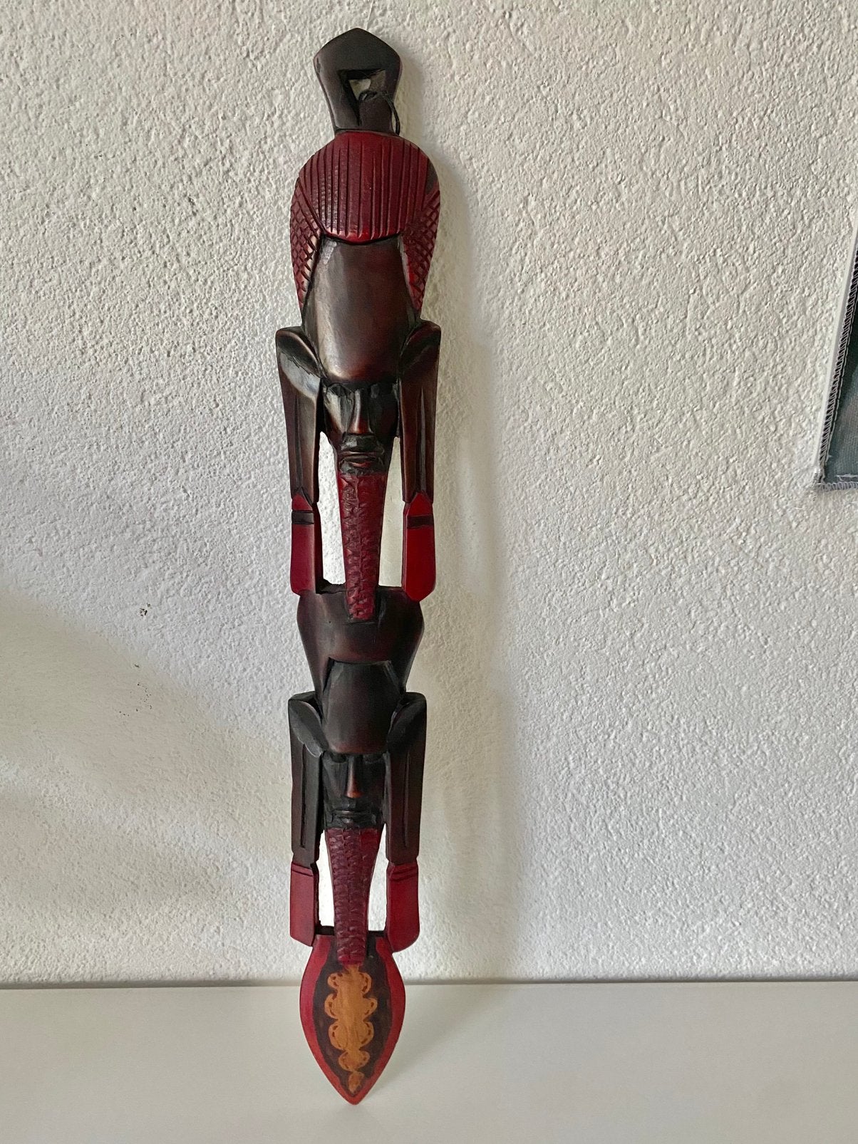 Houtsnijwerk, wanddecoratie, hoofd mens, Afrika, Ophalen