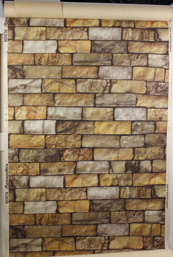 5636 vintage steenbehang  muurprint bruin geel grijs Swiet, Huis en Inrichting, Stoffering | Behang, Grijs, minder dan 10 m², Verzenden