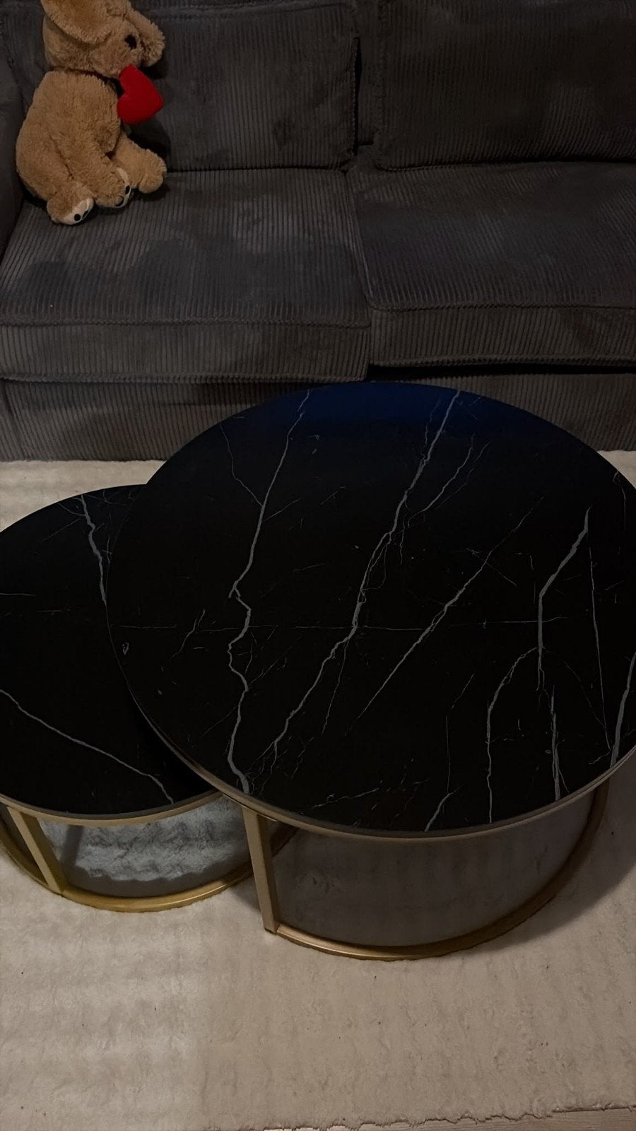 Nieuwe salontafels set - Zwart marmerlook met goud, Ophalen, Nieuw, Rond, Metaal