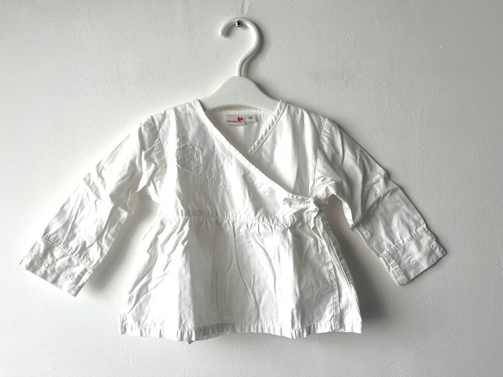 Prénatal baby blouse wit overslag model - maat 62/68, Gebruikt, Meisje, Ophalen of Verzenden, Overhemdje of Bloesje