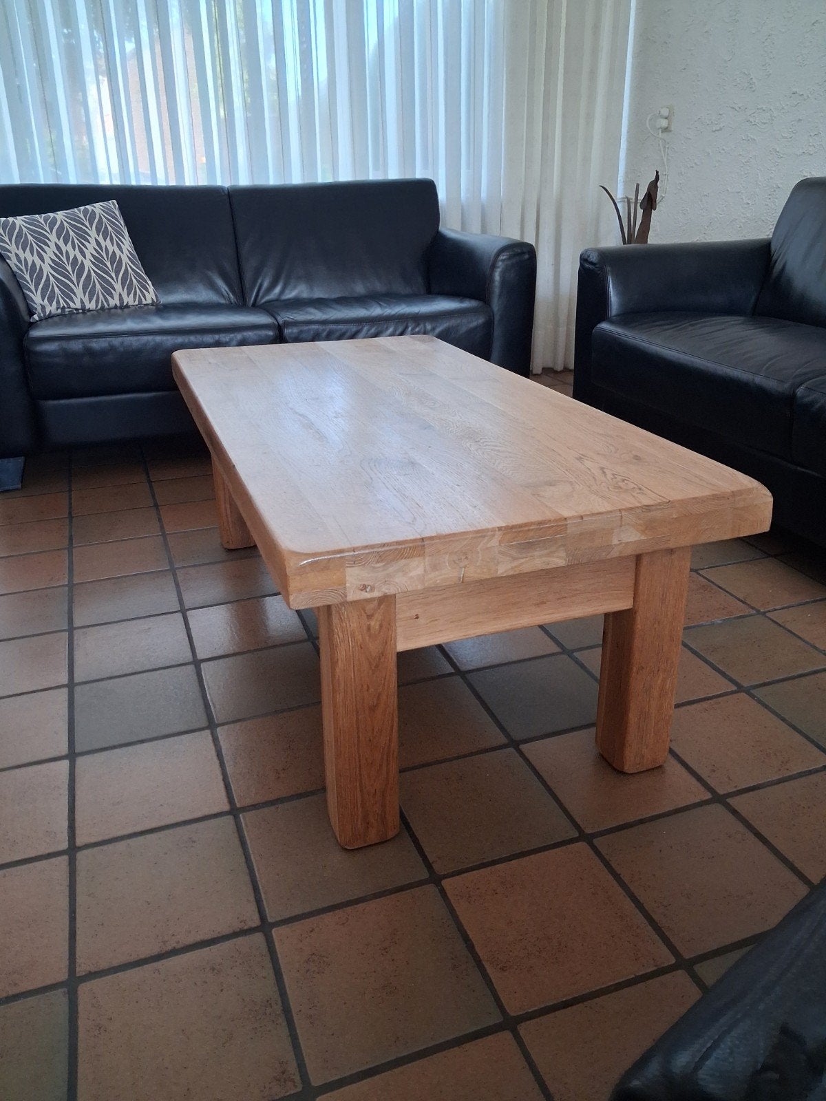 Massief licht eiken salontafel met twee lades., Minder dan 50 cm, 100 tot 150 cm, Eikenhout, Ophalen of Verzenden