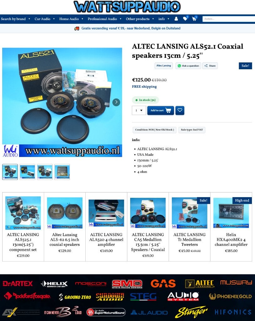 ALTEC LANSING ALS52.1 Coaxial speakers 13cm / 5.25 inch /USA, Nieuw, Ophalen of Verzenden, Altec, Support@alteclansing.com