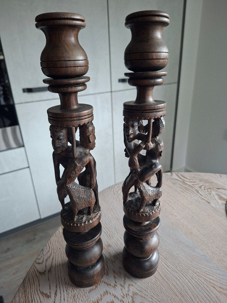 Aziatische houten beeld, Overige onderwerpen, Houtsnijwerk, Ophalen of Verzenden, Handgemaakt
