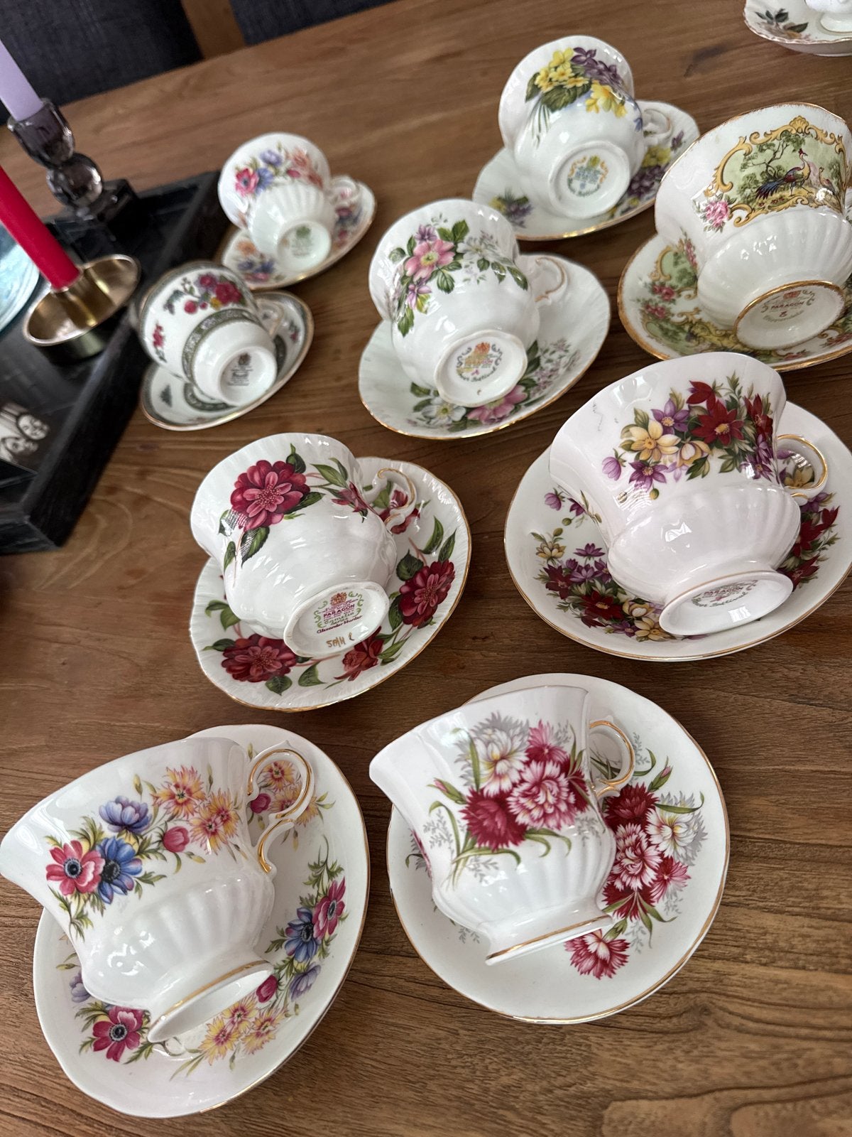 10 Prachtige vintage Paragon theekopjes en schotels, Antiek en Kunst, Antiek | Porselein, Ophalen