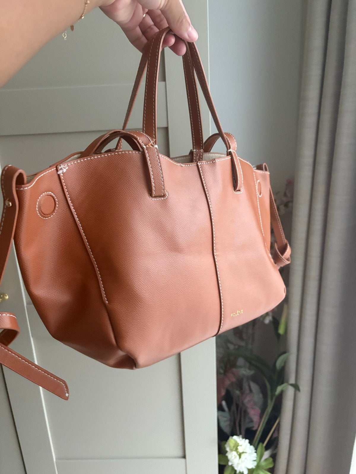 Polène Numéro Sept Mini - Cognac, Sieraden, Tassen en Uiterlijk, Ophalen of Verzenden, Zo goed als nieuw, Bruin, Handtas
