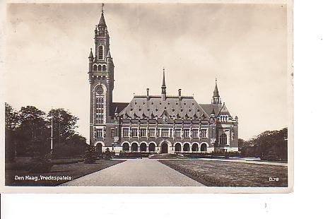 Ansichtkaart 	Den Haag	Vredespaleis, Verzenden, 1920 tot 1940, Gelopen, Zuid-Holland