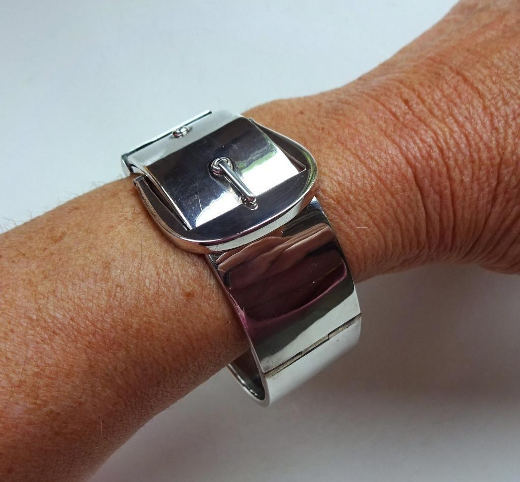 Jaren '80 / '90 zilveren armband: riem met gesp sluiting, Sieraden, Tassen en Uiterlijk, Antieke sieraden, Ophalen of Verzenden