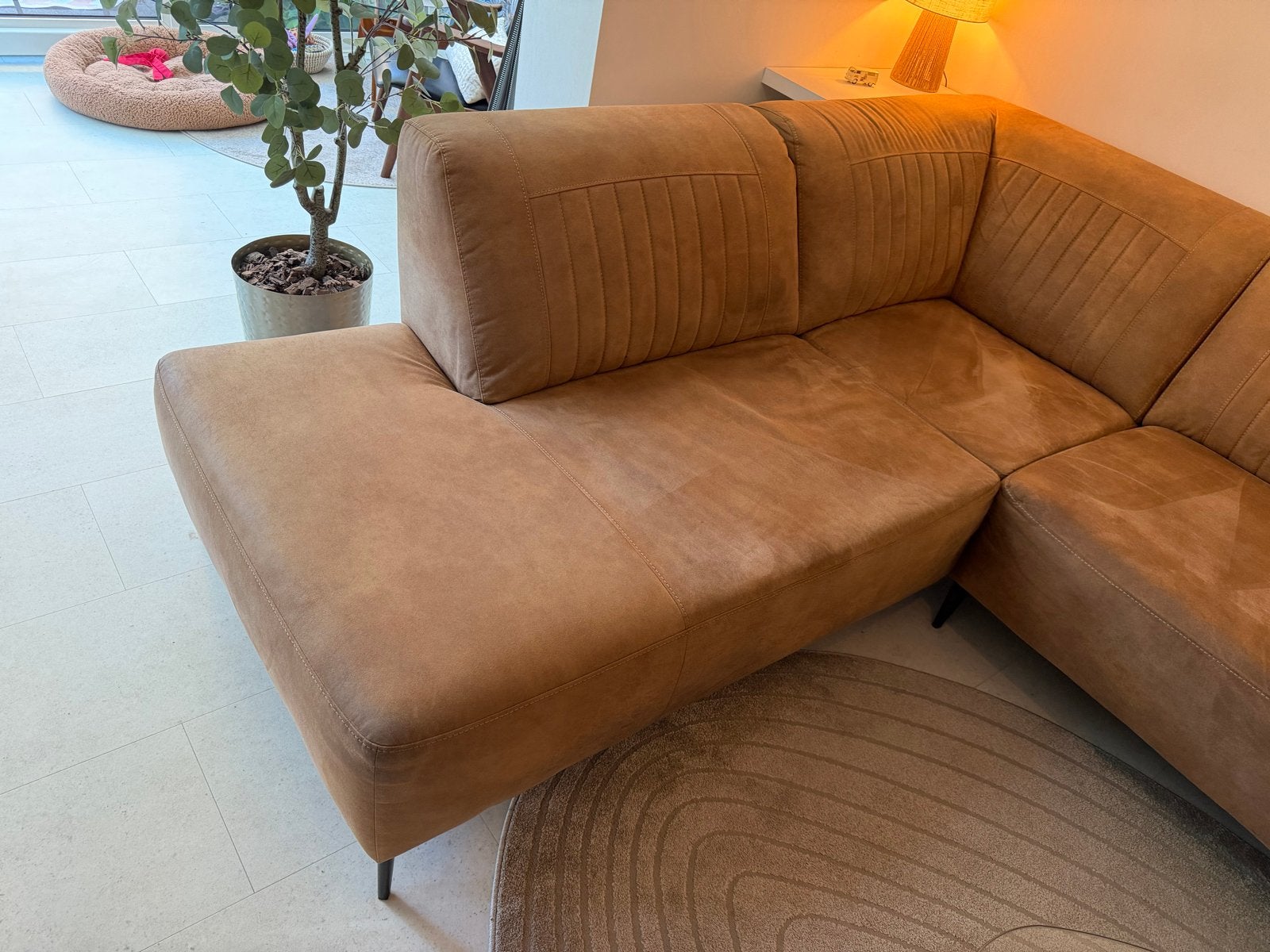 Comfortabele stoere hoekbank, Ophalen, 250 tot 300 cm, Gebruikt, 100 tot 125 cm