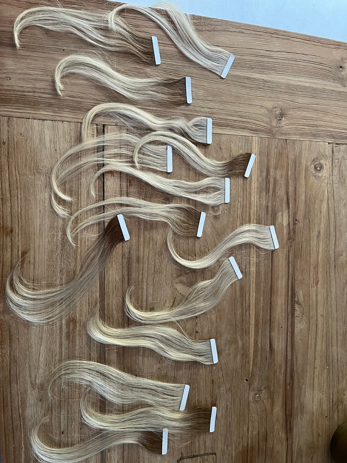 Haarverlenging - Tape Extensions Blond bruin, Ophalen of Verzenden, Zo goed als nieuw, Pruik of Haarverlenging