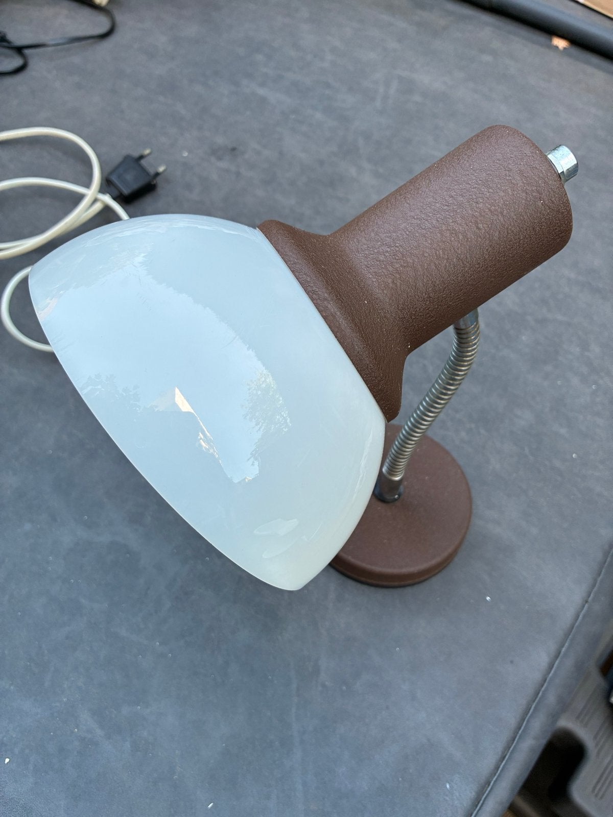 Herda Space Age "Mushroom" flexibele bureaulamp/wandlamp, Gebruikt, Overige merken, Vintage, Bruin