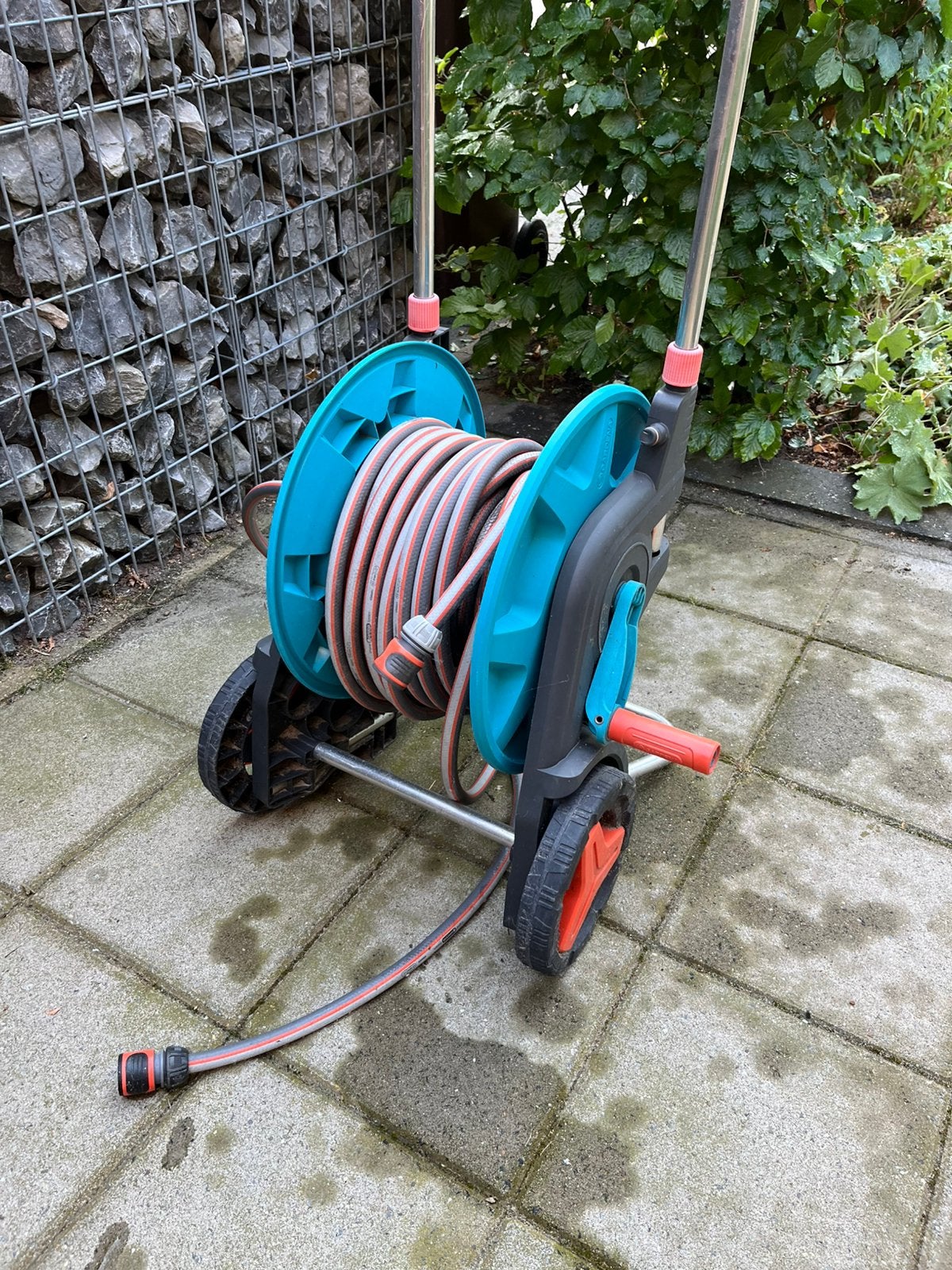Gardena Slangenwagen + 15/20 meter slang, Ophalen, Gebruikt, Tuinslanghaspel