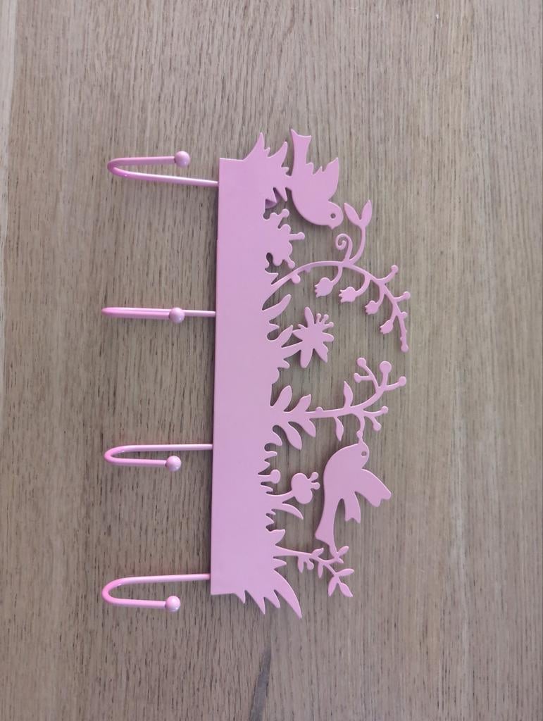 Roze kapstokje met vogels en bloemen, Huis en Inrichting, Woonaccessoires | Kapstokken, Wandkapstok, Gebruikt, Ophalen of Verzenden