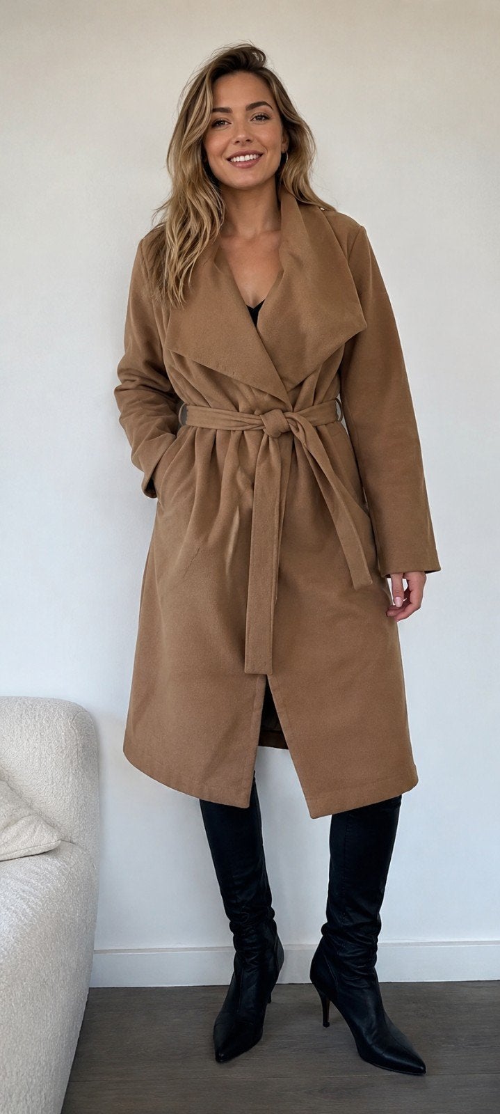 Mooie camelkleurige jas met ceintuur, maat M/L, Kleding | Dames, Ophalen of Verzenden, Zo goed als nieuw, Maat 38/40 (M), Bruin