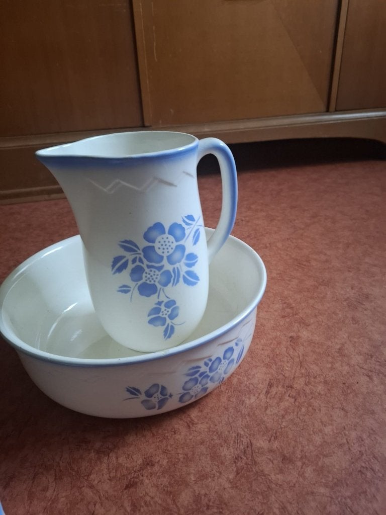 Lampetset 4-delig met blauw bloemenmotief, Ophalen