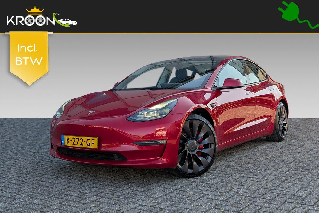 Tesla Model 3 Performance 513PK AWD 75kWh SOH 90% Facelift W, Gebruikt, Met garantie (alle), 513 pk, 84 €/maand