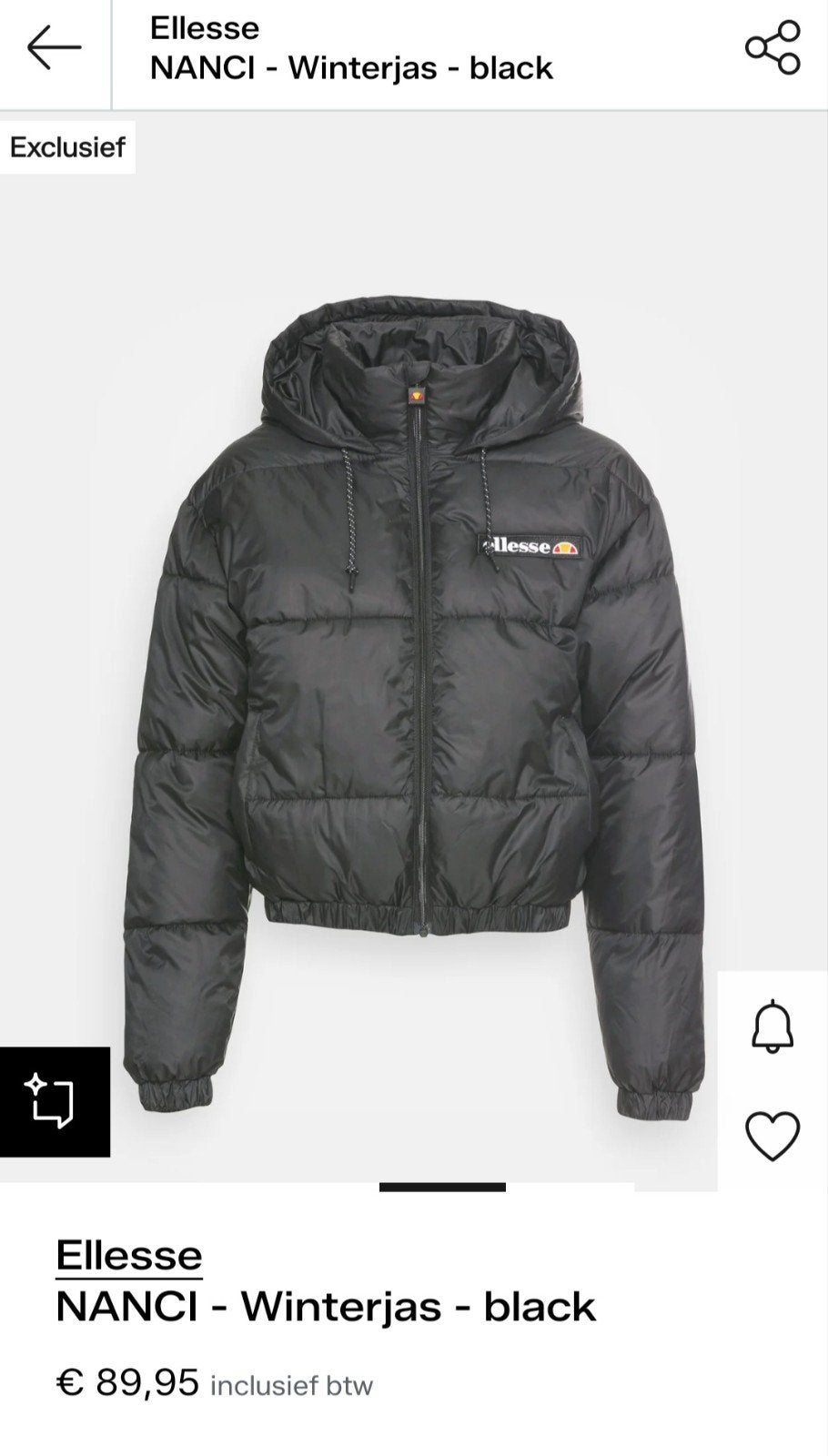 ellesse dames winterjas maat 38 paar keer gedragen, Ophalen, Zo goed als nieuw, Maat 38/40 (M), Zwart