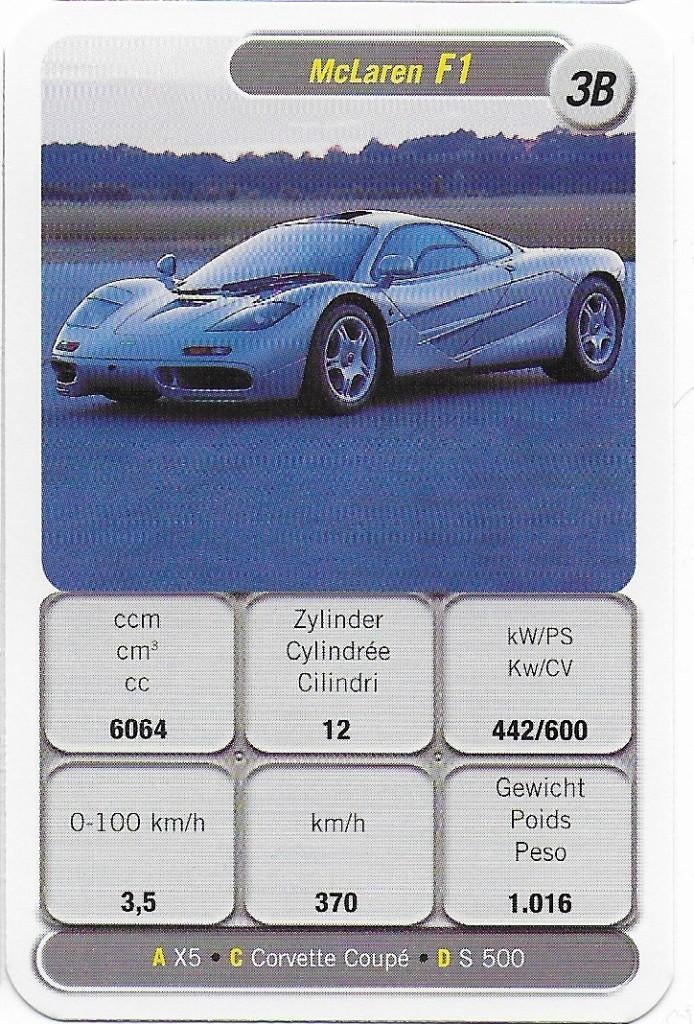 Kw654 autokaartje mclaren f1 ( 3b, Ophalen of Verzenden, Zo goed als nieuw, Auto's