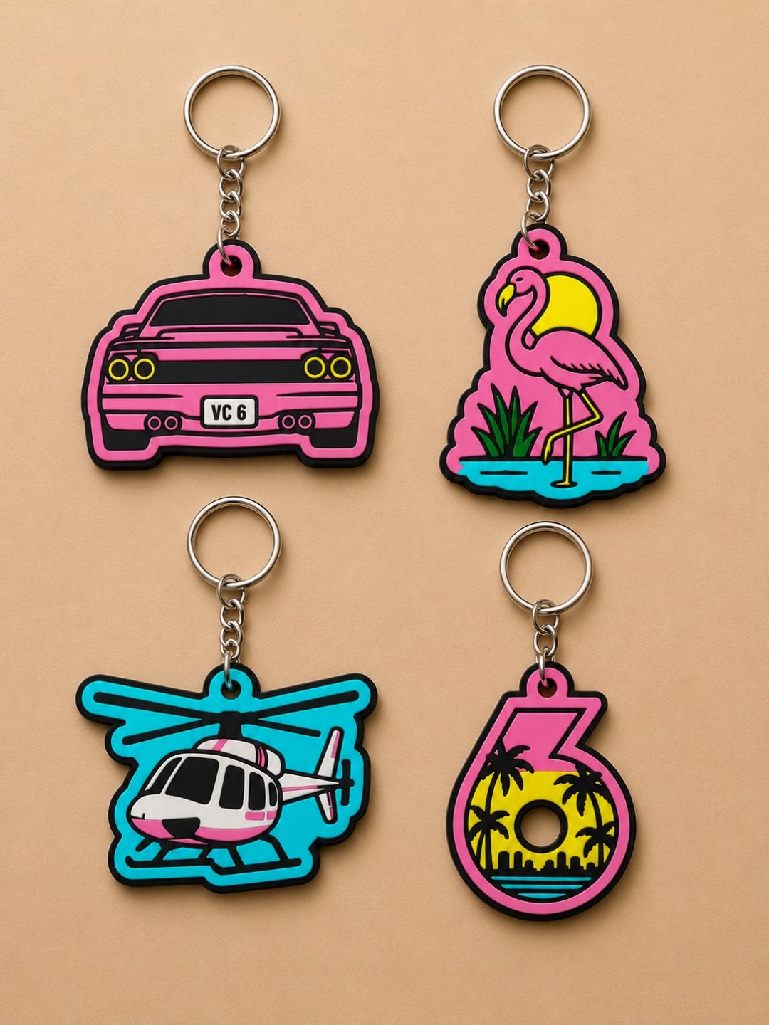 GTA VI Sleutelhangers - Set van 4 unieke designs, Verzamelen, Ophalen of Verzenden, Nieuw, Overige typen