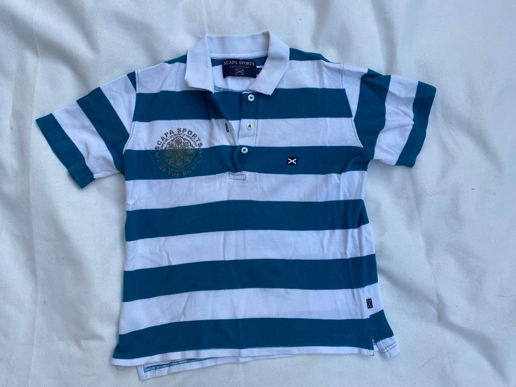 Scapa Sports Polo Shirt - Wit/Blauw Gestreept En Maat S, Ophalen of Verzenden, Zo goed als nieuw, Maat 46 (S) of kleiner, Wit