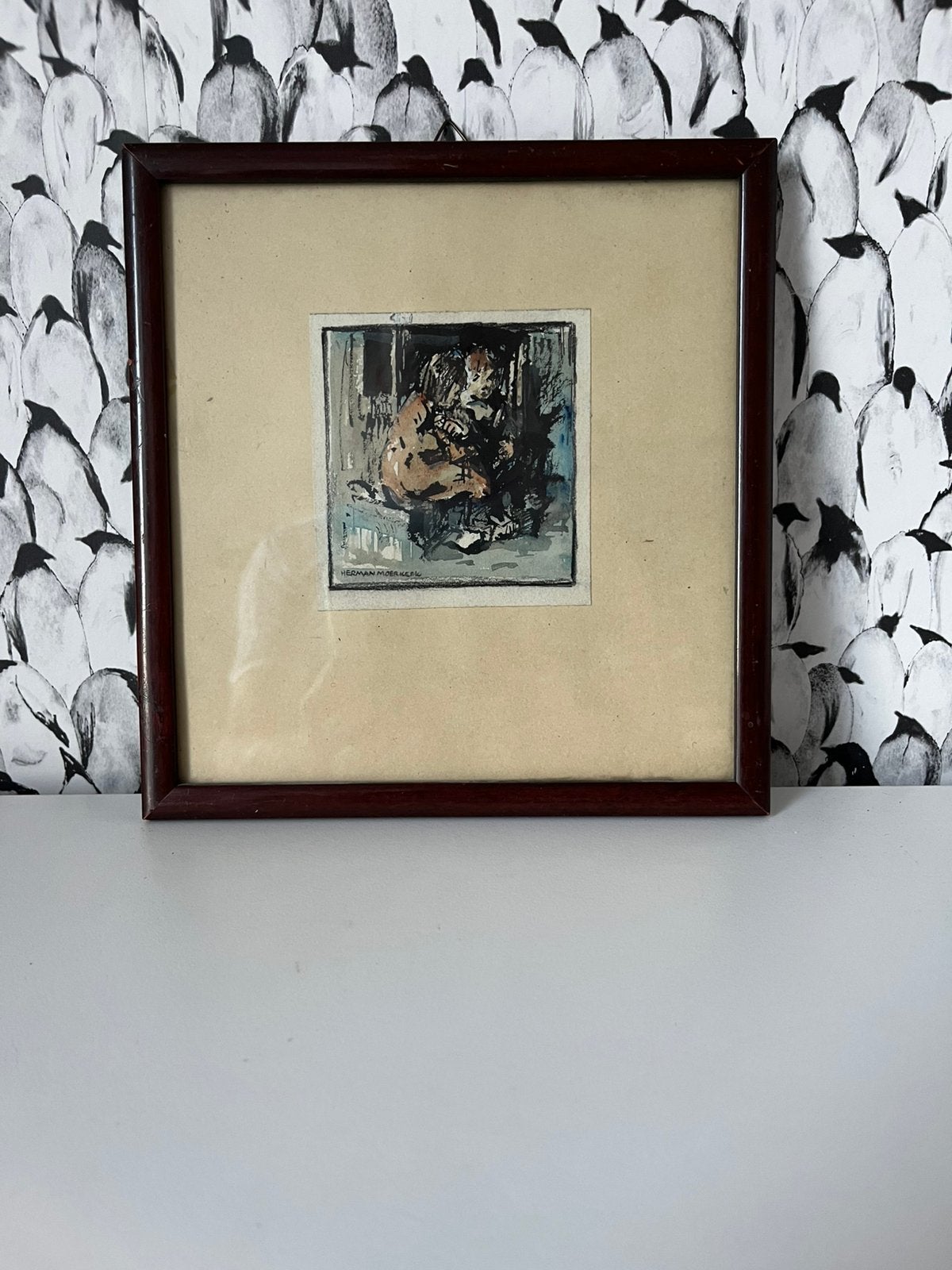 Herman Moerkerk (1879-1949), waterverf twee kinderen, Ophalen of Verzenden