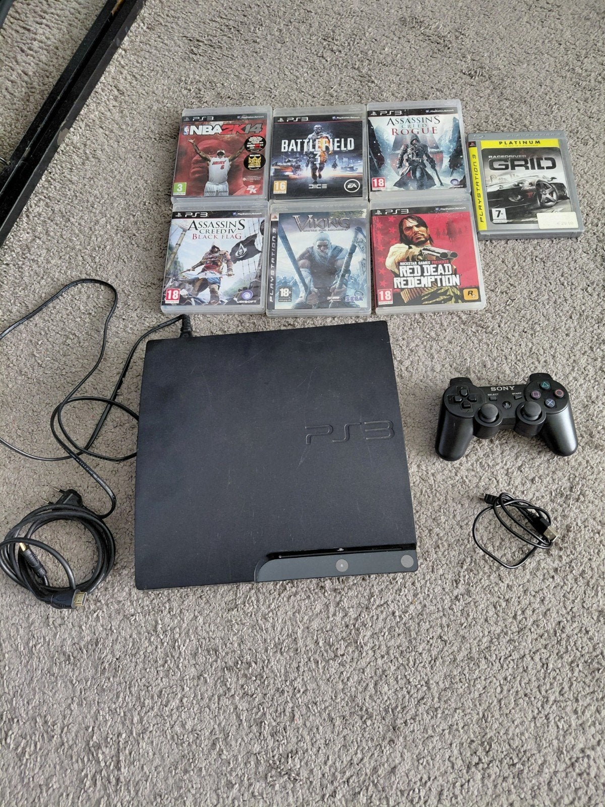 PlayStation 3 (PS3) Slim met 7 games en controller, Online, Gebruikt, Vanaf 18 jaar, Overige genres