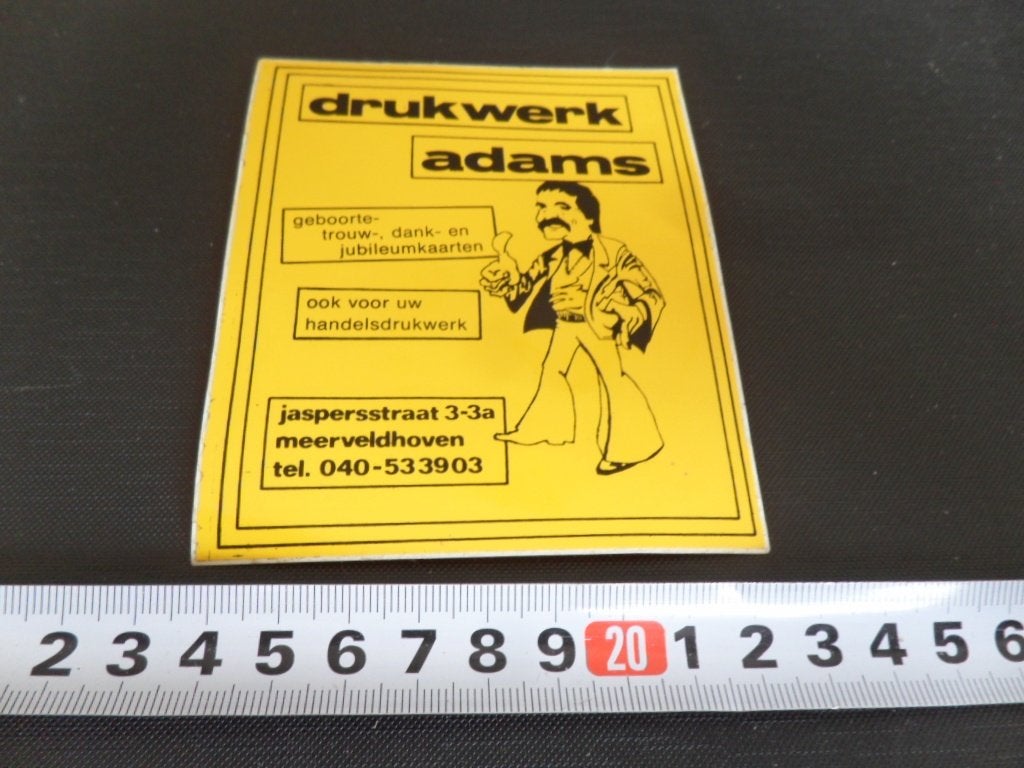 sticker meerveldhoven drukwerk adams jaspersstraat 3-3a, Ophalen, Zo goed als nieuw