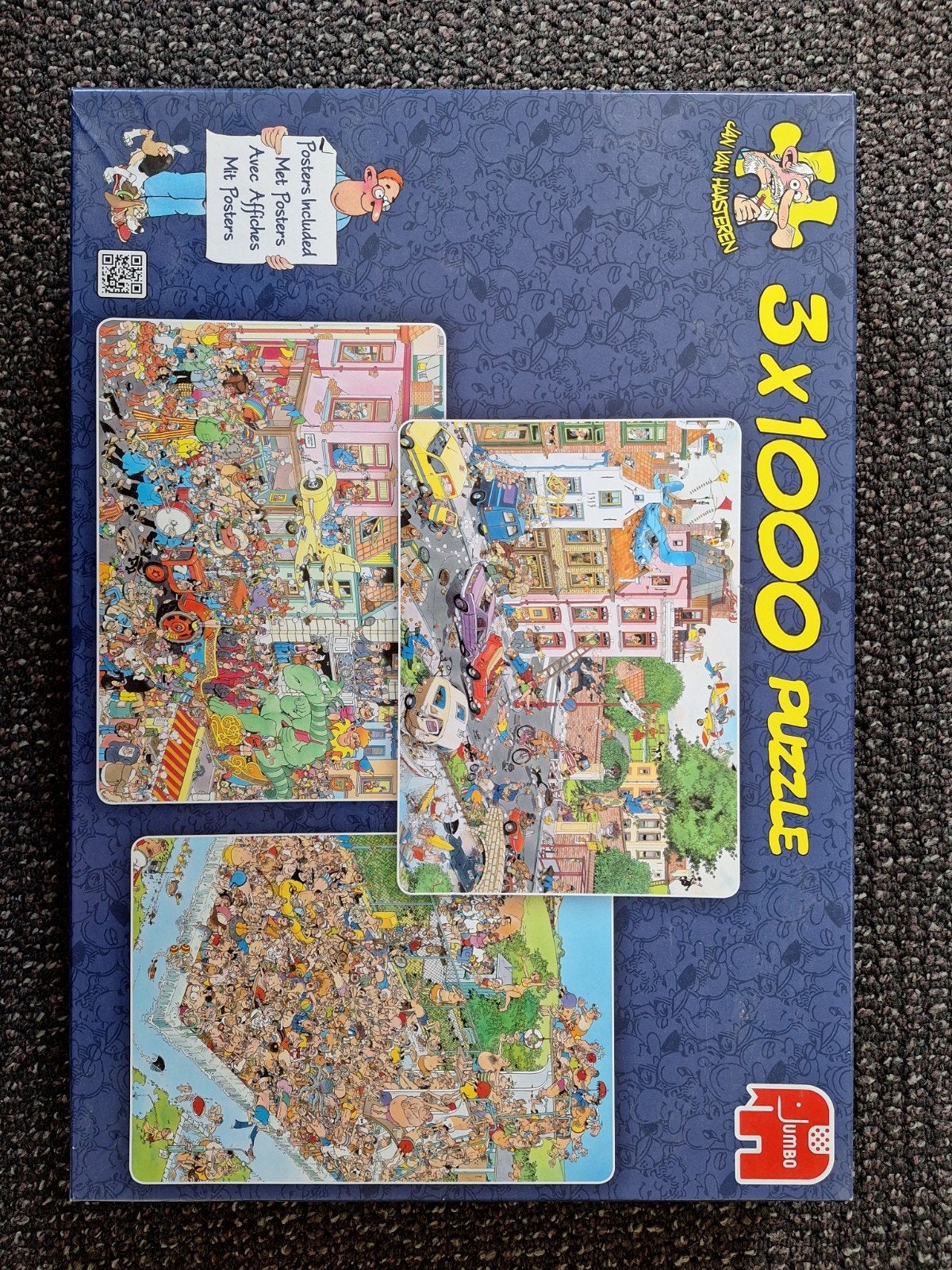 Jan van Haasteren 3x1000 Puzzel: Friday the 13th,, Ophalen of Verzenden, 500 t/m 1500 stukjes, Zo goed als nieuw, Legpuzzel