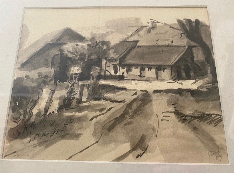 Toon Klaver inkttekening boerderij Lochem, Ophalen, Tekening, Overige technieken, Origineel