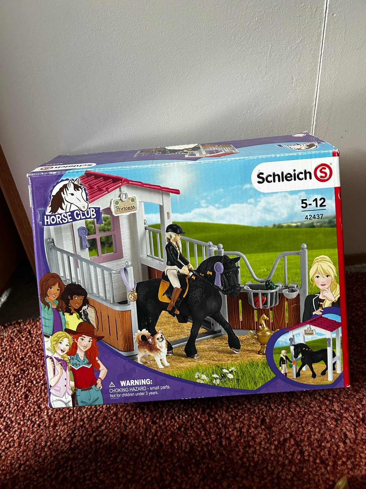 Schleich Horse Club 42437 Paardenbox met Fries paard, Ophalen of Verzenden, Zo goed als nieuw, Jongen of Meisje