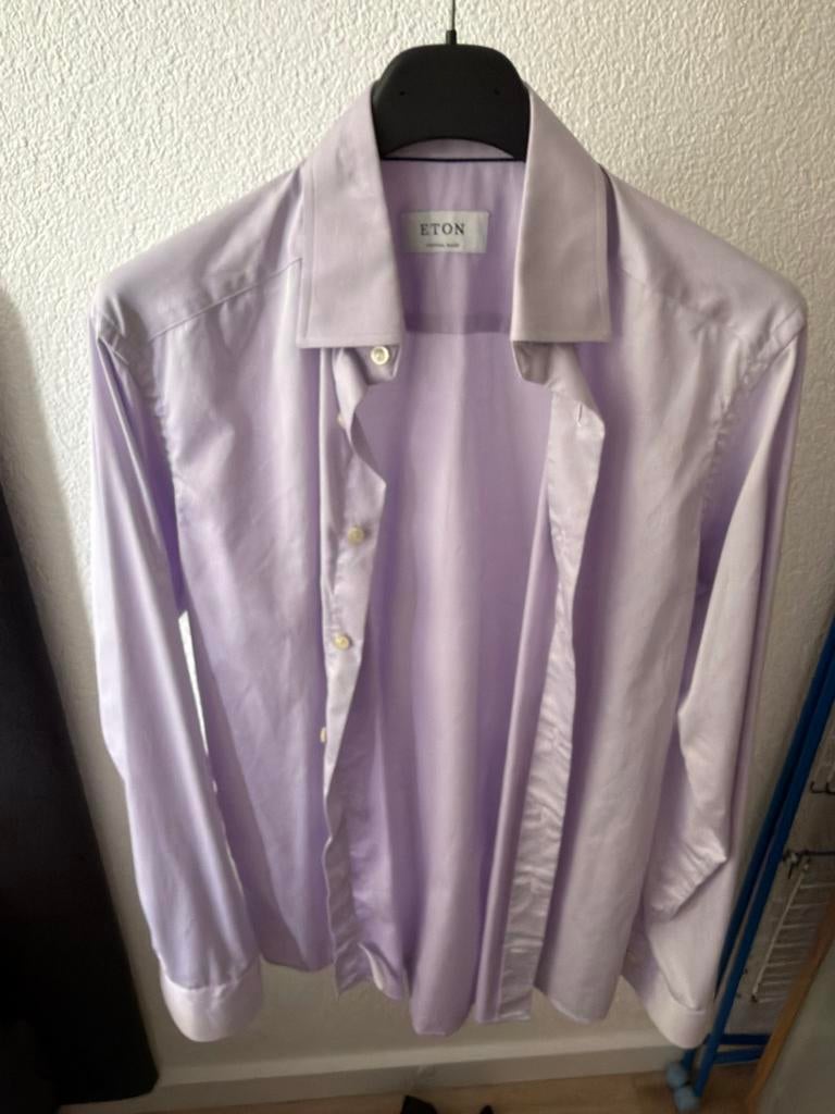 Eton Custom Made overhemd - Lichtpaars, Kleding | Heren, Overhemden, Zo goed als nieuw, Overige halswijdtes, Paars, Ophalen of Verzenden