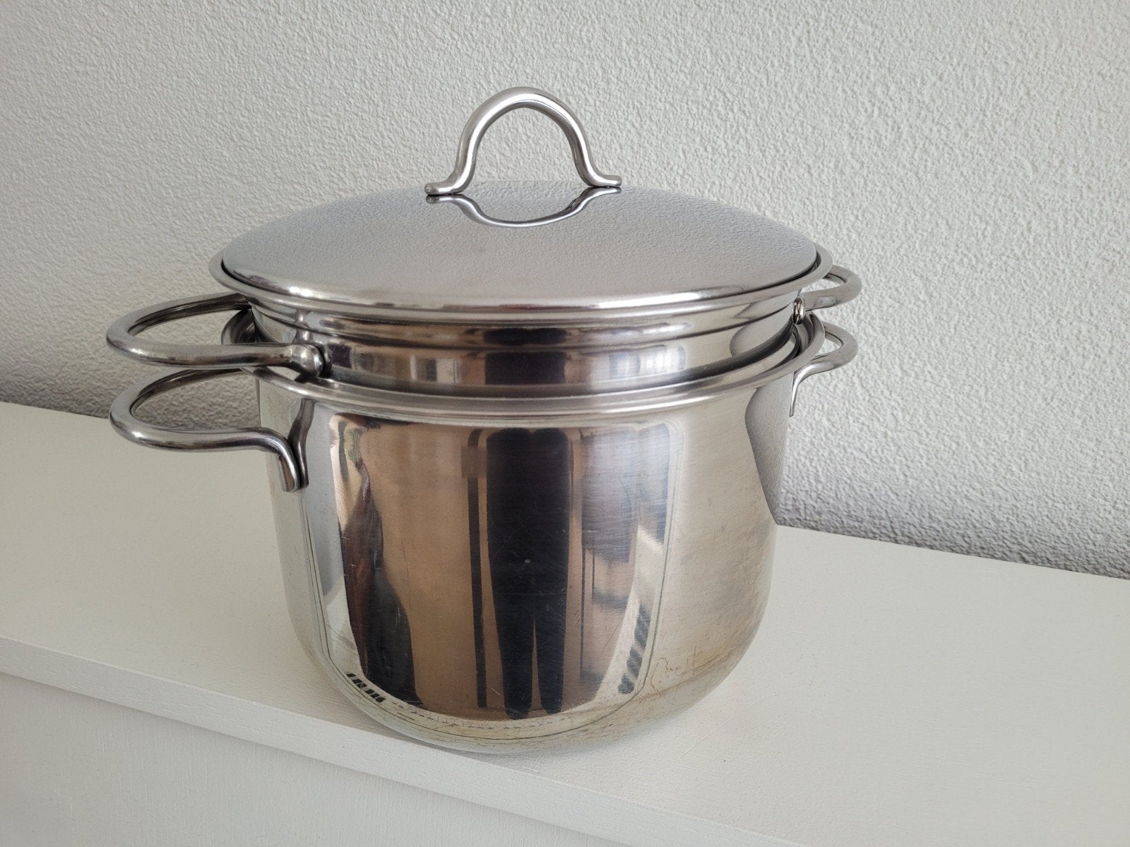 Spaghettipan RVS, Ophalen, Met deksel, Zo goed als nieuw, Rvs