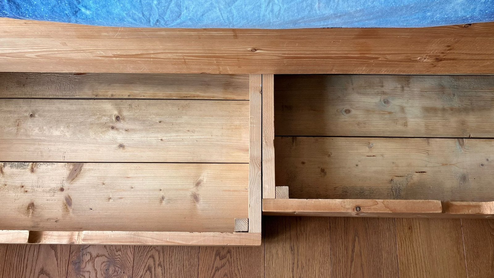 Steigerhouten bed, Ophalen, Gebruikt, 90 cm, Eenpersoons