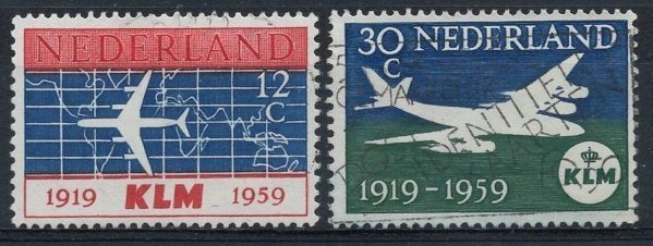 40 jaar KLM 1959, Postzegels en Munten, Postzegels | Nederland, Verzenden, Na 1940, Gestempeld