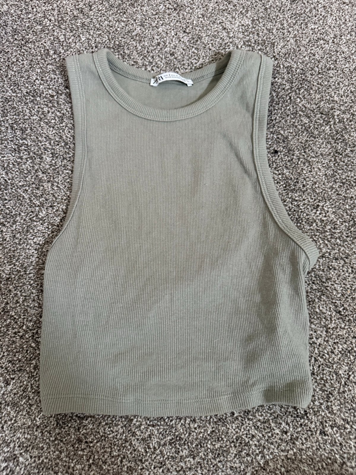 Zara geribbelde crop top in maat S, Ophalen of Verzenden, Zo goed als nieuw, Groen, Maat 36 (S)