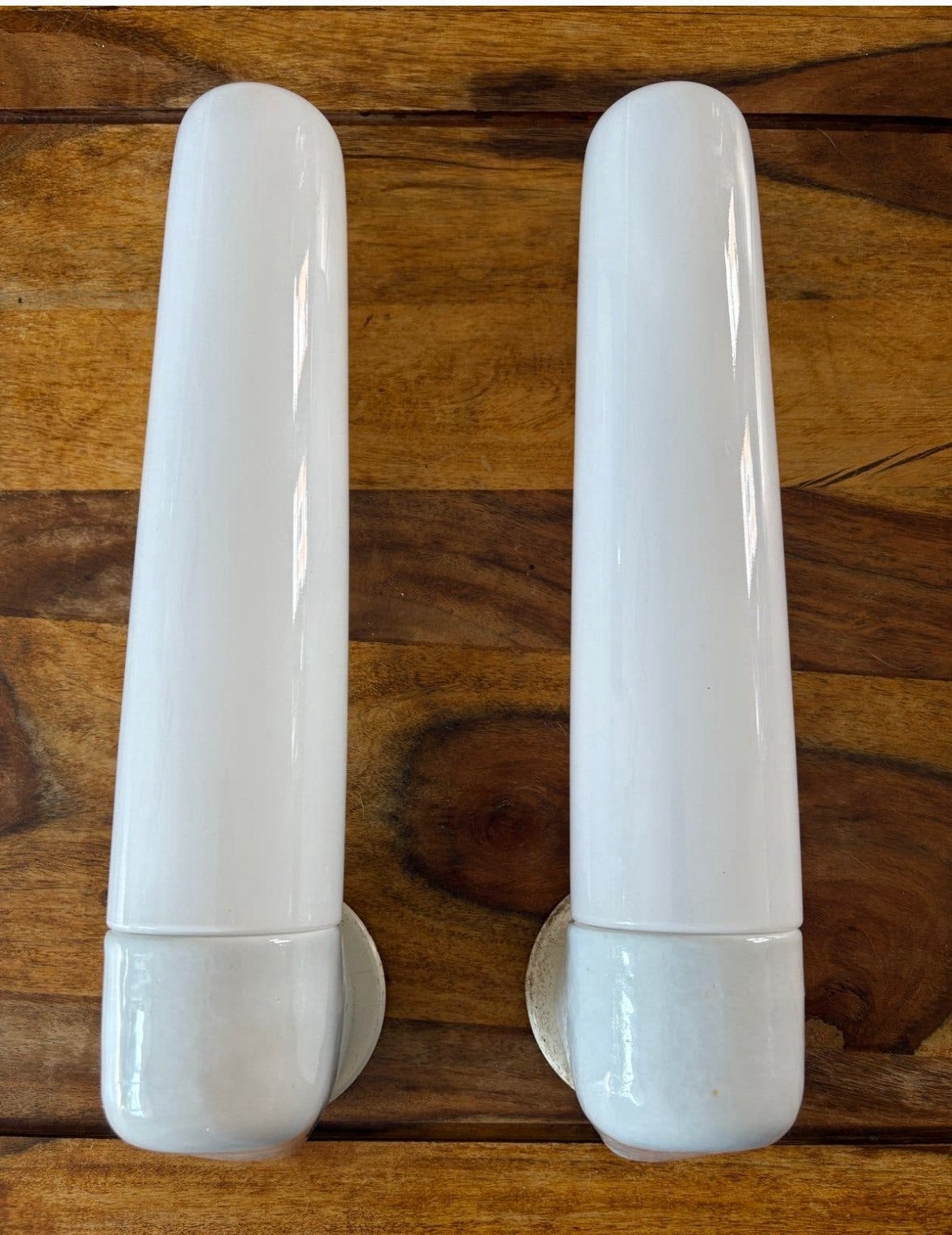 Design 2X Bauhaus wandlampen Wagenfeld model 6061 uit 1955, Gebruikt, Indirect licht, Overige typen, Glas