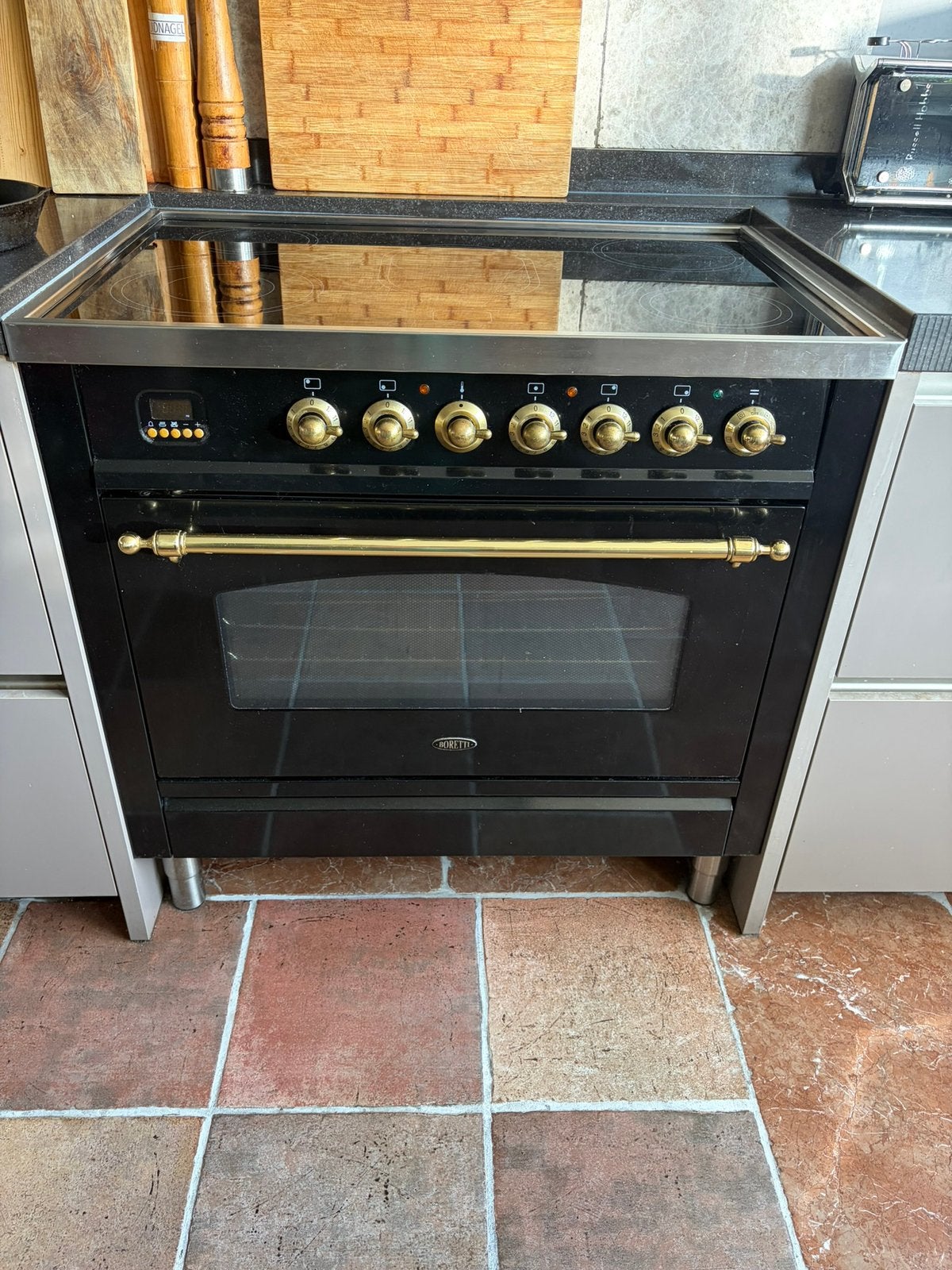 Boretti keramisch fornuis, 90b 60d zwart, Ophalen, Gebruikt, Hete lucht, 60 cm of meer
