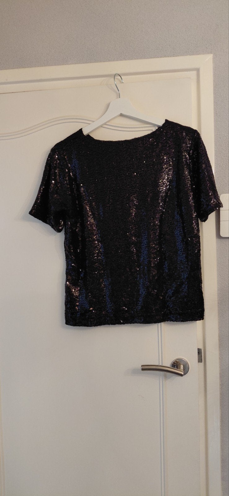 glitter shirt dames, Ophalen, Zo goed als nieuw, Zwart, Korte mouw