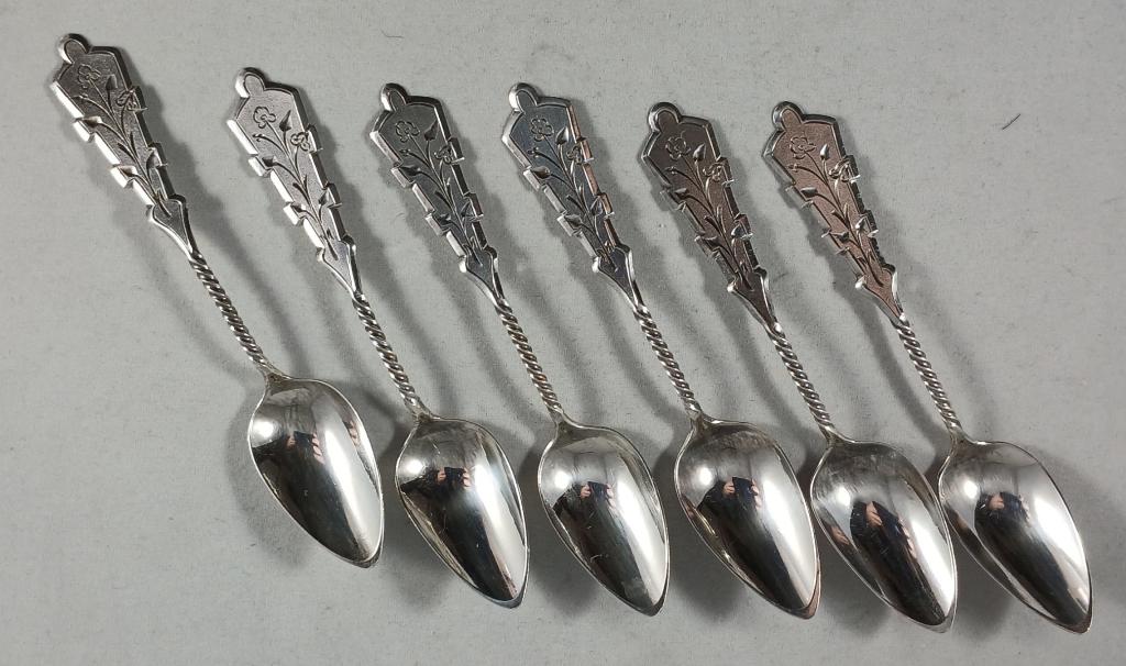 6 Biedermeier Hanekam theelepels antiek 835 zilver, Ophalen of Verzenden, Zilver