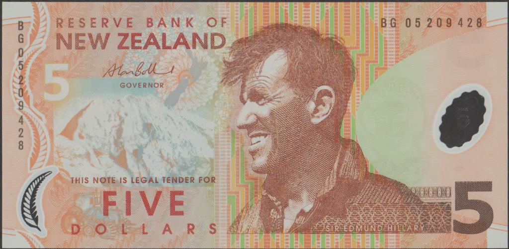 New Zealand 5 dollars 2005 UNC p.185b (# 178), Postzegels en Munten, Bankbiljetten | Oceanië, Verzenden, Los biljet